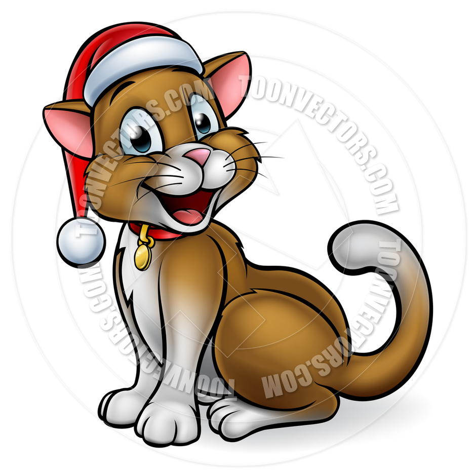 940x940 Santa Hat Christmas Cat By Geoimages Toon Vectors Eps