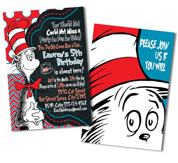 570x524 Cat In The Hat Invitation, Dr. Seuss Invitation, Cat In The Hat