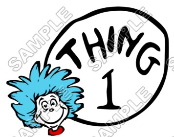 356x280 Dr.seuss Cat In The Hat Thing1, 2, 3 T Shirt Iron On Transfer