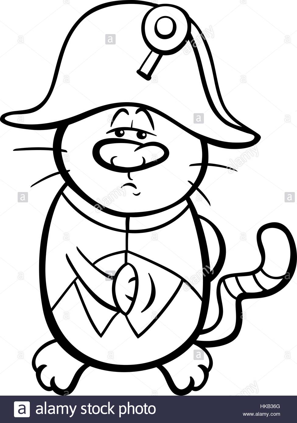 976x1390 Black And White Cartoon Illustration Of Emperor Cat In Napoleon