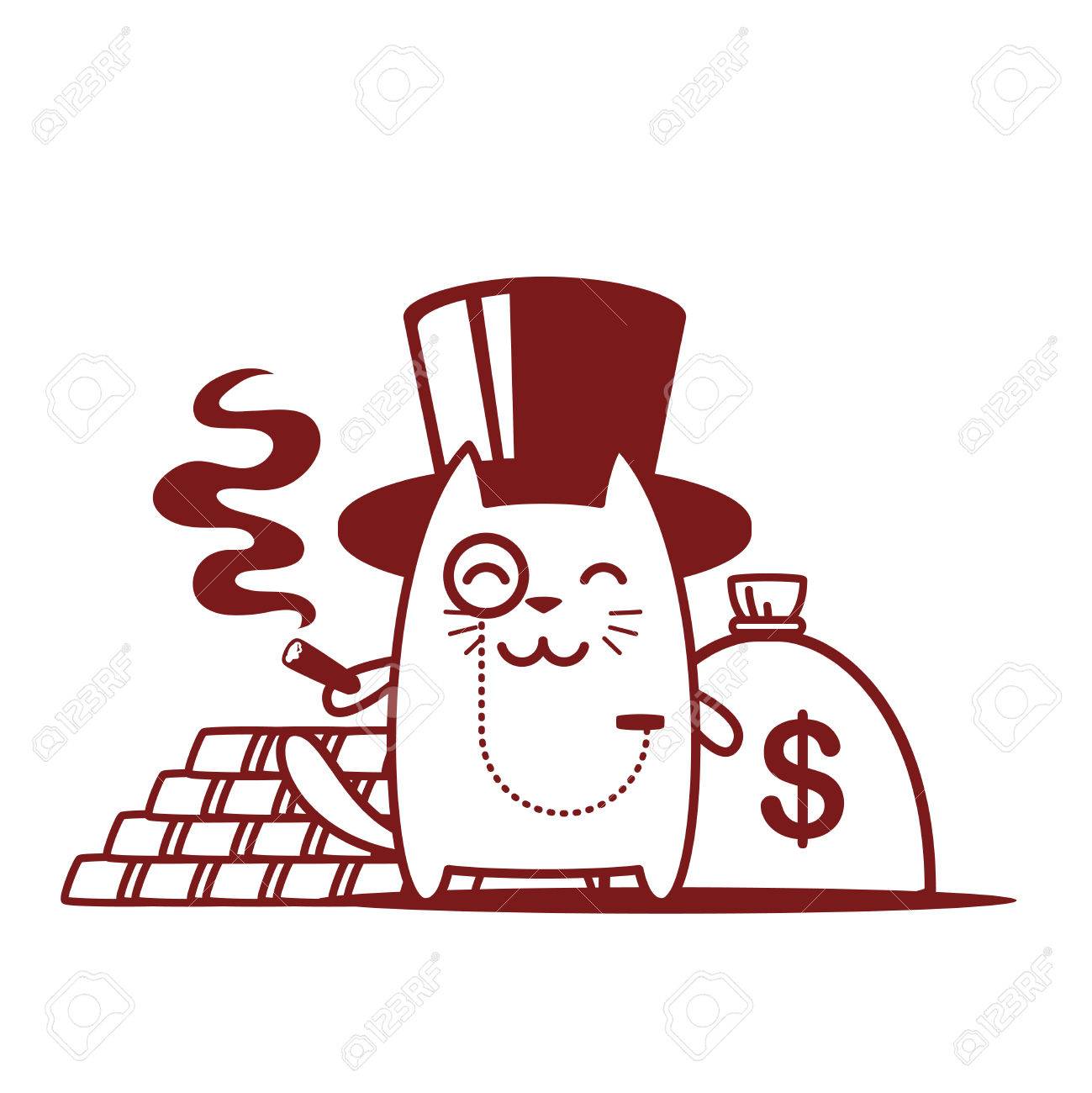 1299x1300 Character Rich Gentleman In A Hat Cylinder And A Monocle Line