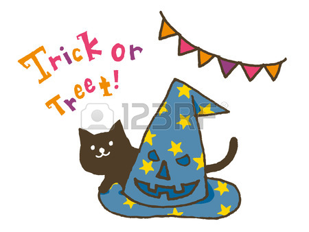 450x338 Halloween Illustration With Black Cat Head On Circular Ornament