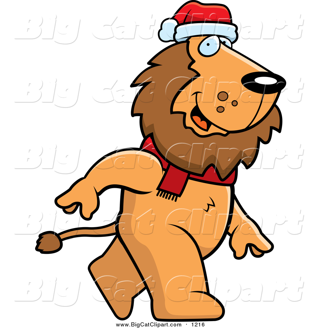 1024x1044 Cartoon Vector Clipart Of A Lion Wearing Santa Hat By Cory Thoman