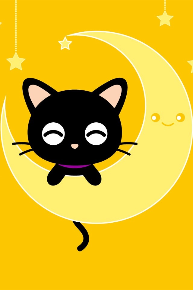640x960 Cartoon Cat And Moon, Iphone Wallpaper Background Iphone