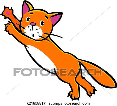 450x407 Clip Art Of Jumping Cat K21858817
