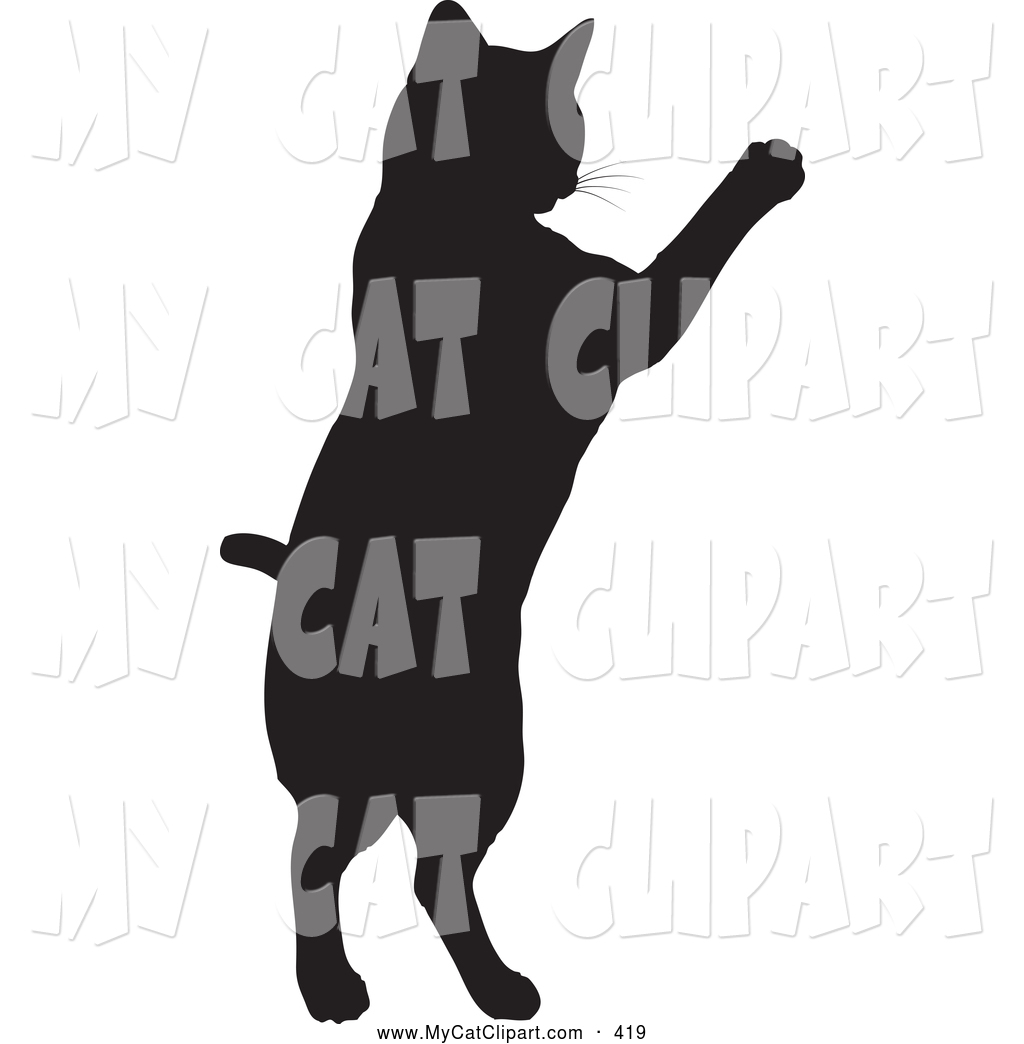 1024x1044 Clip Art Of A Black Silhouetted Feline Cat Jumping Up By Kj