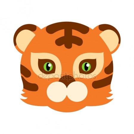 450x450 Tiger Cat Carnival Mask Striped Orange Brown Beast Stock Vector