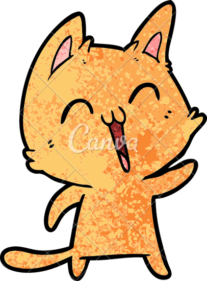 406x550 Happy Cartoon Cat Meowing