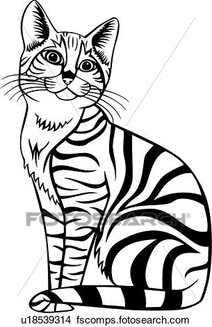305x470 Clipart Of , Animal, Cat, Tabby, Feline, U18539314