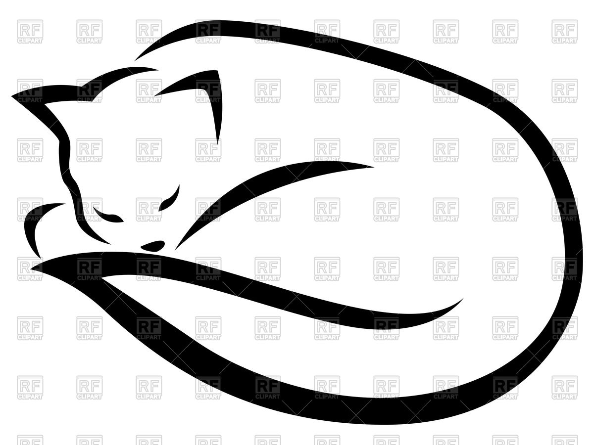 1200x900 Outline Of Sleeping Black Cat Royalty Free Vector Clip Art Image