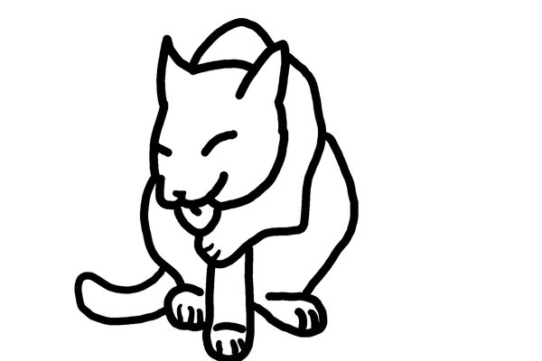 600x400 Cat Licking Its Paw Lineart By Lovetailbrokenheart