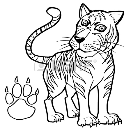 450x450 Paw Print With Cat Coloring Pages Vector Royalty Free Cliparts