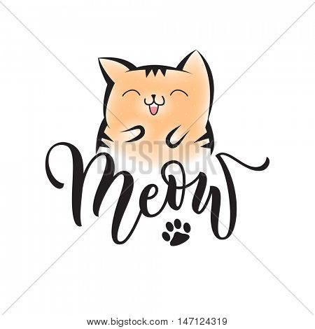 450x470 Vector Black Lettering Meow Cute Vector Amp Photo Bigstock