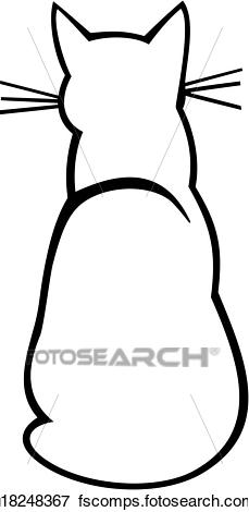 229x470 Clip Art Of , Animal, Cat, Feline, Pussycat, Sitting, U18248367