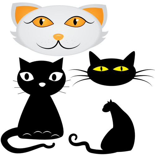 500x500 Four Cat Faces Vector Clip Art Public Domain Vectors Cats