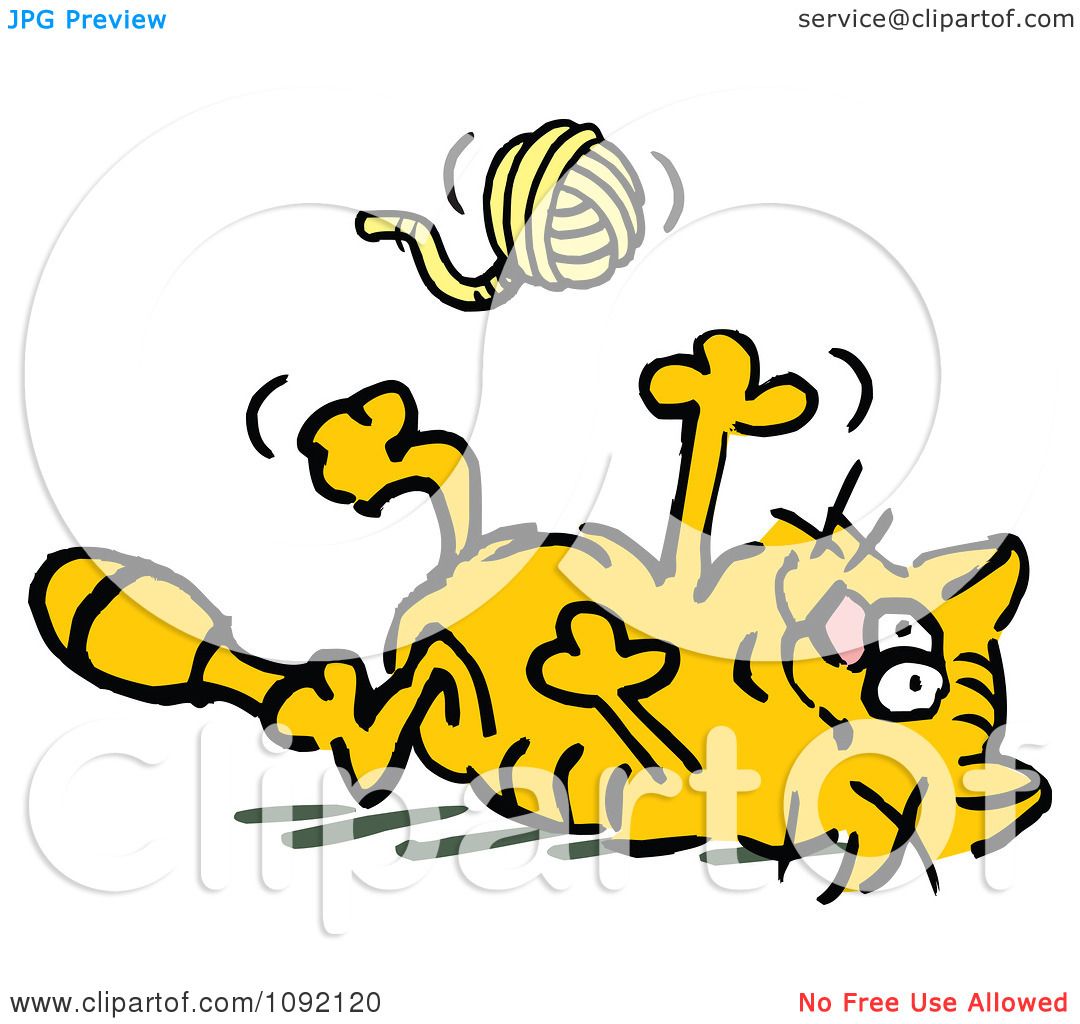 1080x1024 Clipart Frisky Orange Cat Tossing And Playing With A Ball Of Yarn