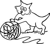 170x149 Clipart Of , Cartoons, Cat, Feline, Kitten, Kitty, Pet, Play