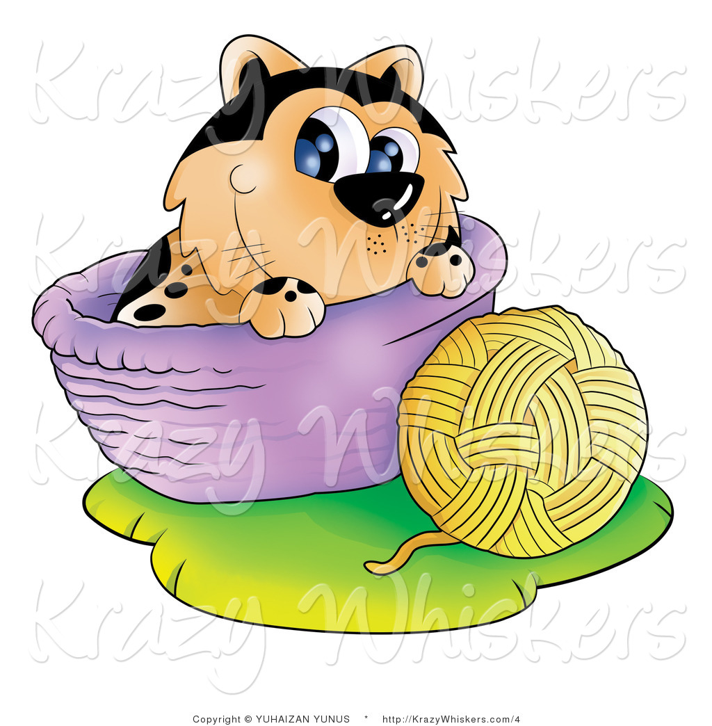 1024x1044 Kitty Clipart Of A Cat With A Ball Of Yarn And Basket