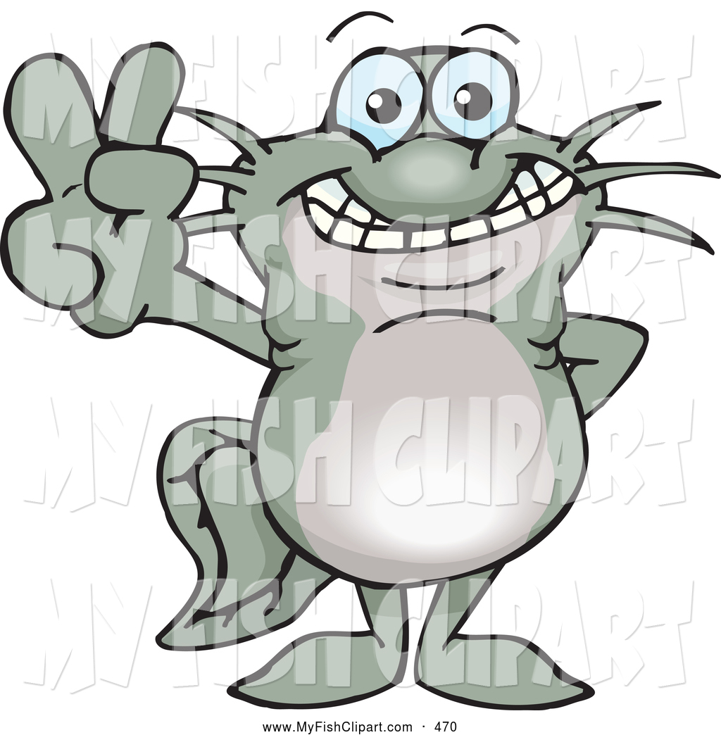 1024x1044 Clip Art Of A Cute Peaceful Catfish Smiling And Gesturing