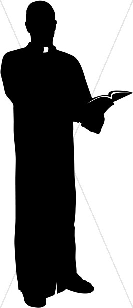 265x612 Catholic Priest Silhouette With Bible Clergy Clipart