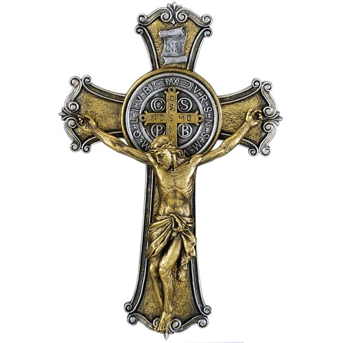 500x500 St. Benedict Two Tone Resin Cross
