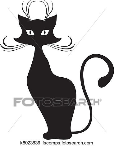 367x470 Clip Art Of Black Cat K8023836