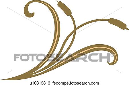 450x299 Clipart Of Green Cattails U10313813