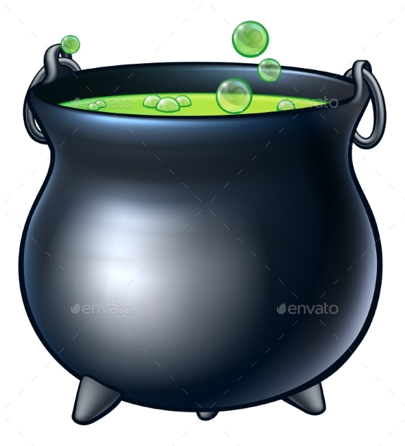 590x649 Cartoon Halloween Witch Magic Cauldron By Krisdog Graphicriver