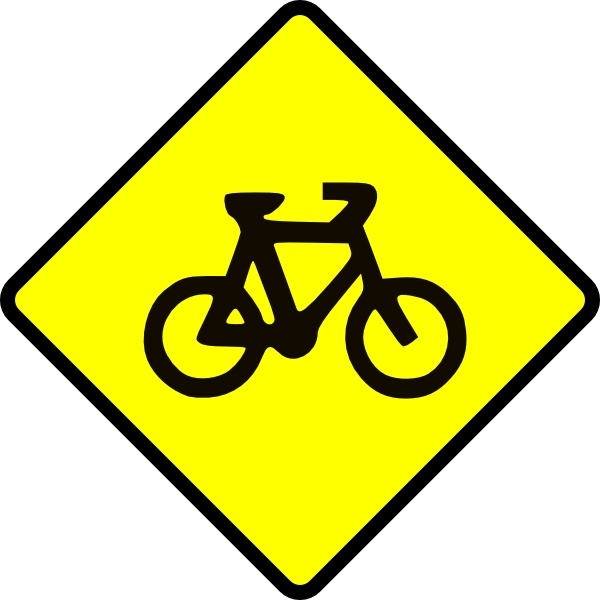 600x600 Caution Bike Road Sign Symbol Clip Art Free Vector In Open Office