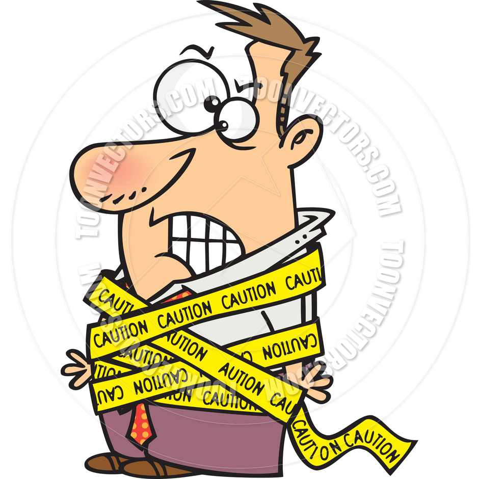 940x940 Cartoon Man Wrapped In Caution Tape By Ron Leishman Toon Vectors