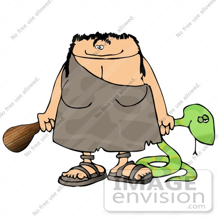 450x450 Cave Woman With A Club And Snake Clipart