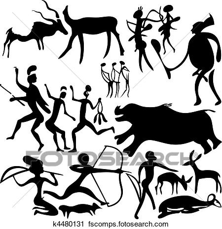 450x466 Clipart Of Cave Painting. K4480131