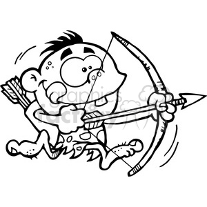 300x300 Royalty Free Cave Boy Running With Bow And Arrow 386588 Vector