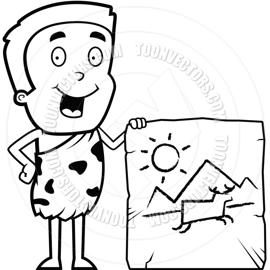 940x940 Cartoon Cave Painting (Black And White Line Art) By Cory Thoman