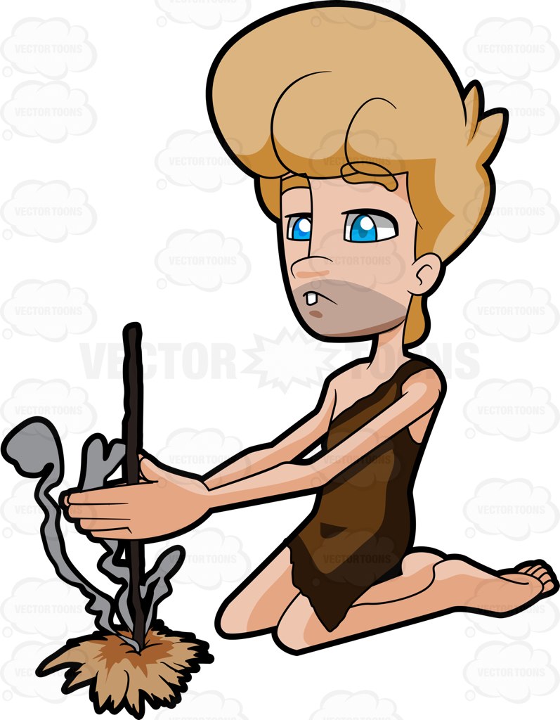 797x1024 Caveman With Fire Clipart