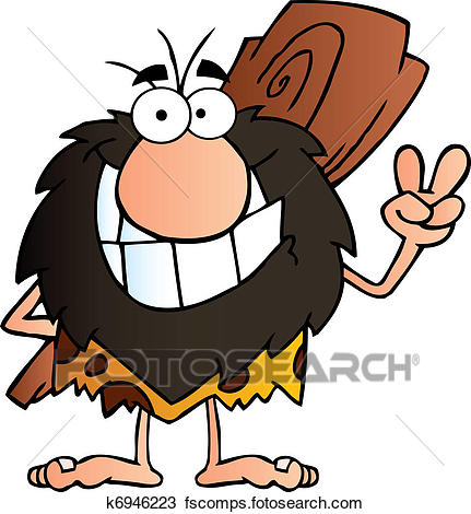431x470 Clipart Of Happy Caveman K6946223