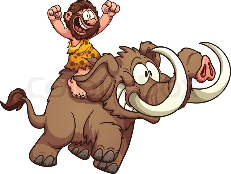 800x604 Caveman Riding A Mammoth. Vector Clip Art Illustration With Simple