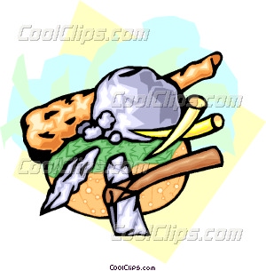 300x305 Caveman Tools Vector Clip Art