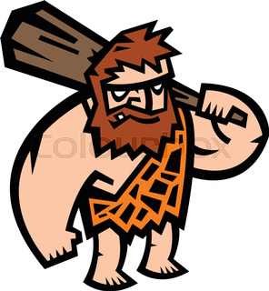 296x320 A Couple Of Cavemen Arguing. Vector Clip Art Illustration