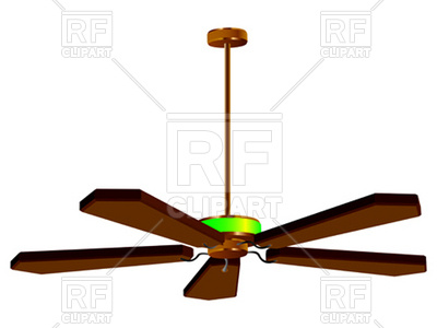 400x300 Ceiling Wooden Fan With Lamp Royalty Free Vector Clip Art Image