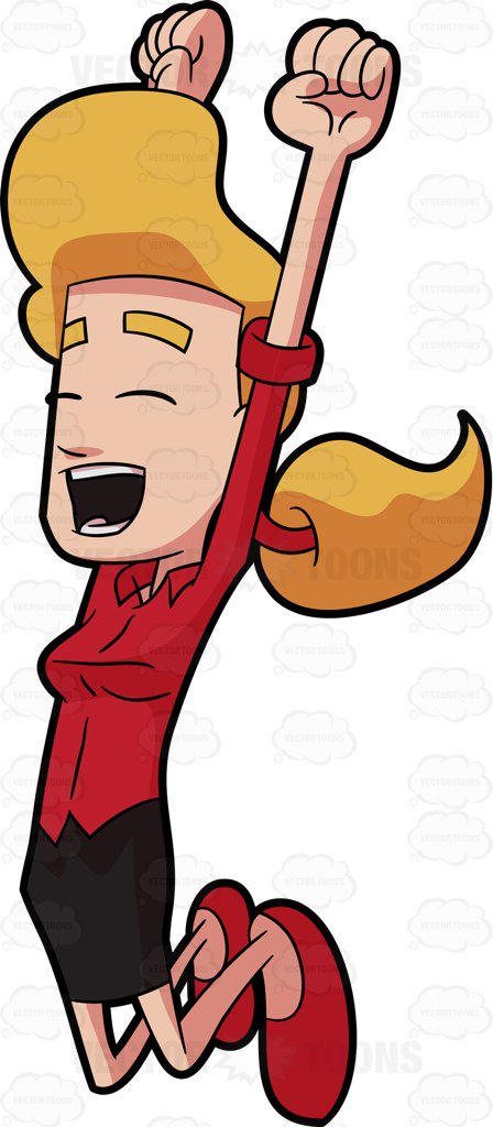 448x1024 A Very Happy Woman Celebrating A Victory Cartoon Clipart