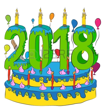432x450 Birthday Cake With New Year Number 2018 Candle, Celebrating 2018
