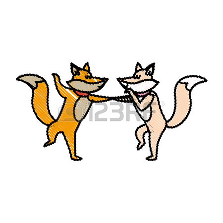 450x450 Christmas Fox Celebration Cartoon Festive Vector Illustration