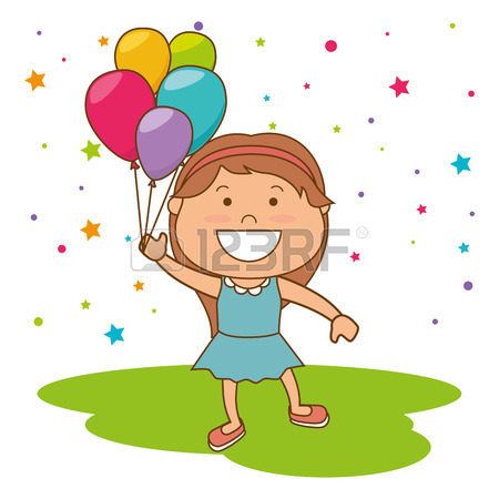 450x450 Kids Birthday Celebration Cartoon Design, Vector Illustration