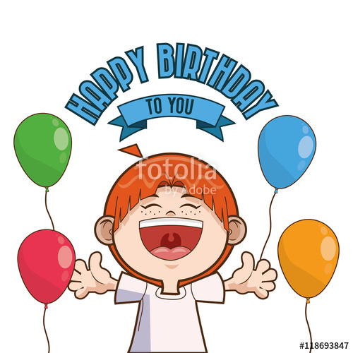 500x500 Kid Boy Balloons Cartoon Scream Celebration Happy Birthday Icon