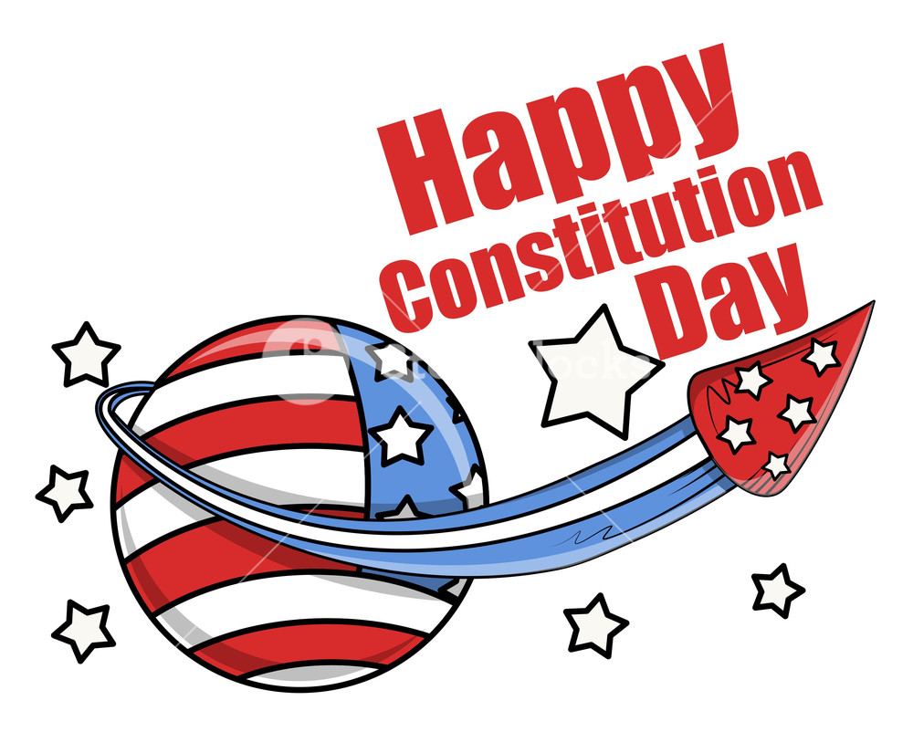 1000x802 Celebration With Fireworks Constitution Day Vector Illustration