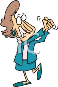 201x300 Colorful Cartoon Of A Woman Clasping Her Hands In Celebration