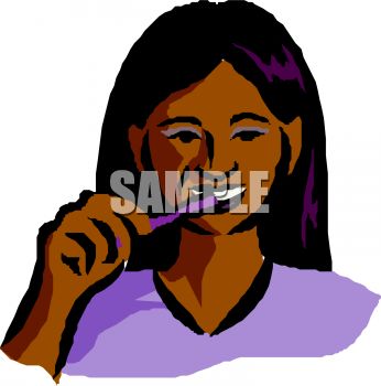 346x350 Latino Girl Brushing Her Teeth