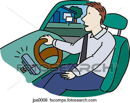 450x357 Stock Illustration Of A Man Driving By A House For Sale And His