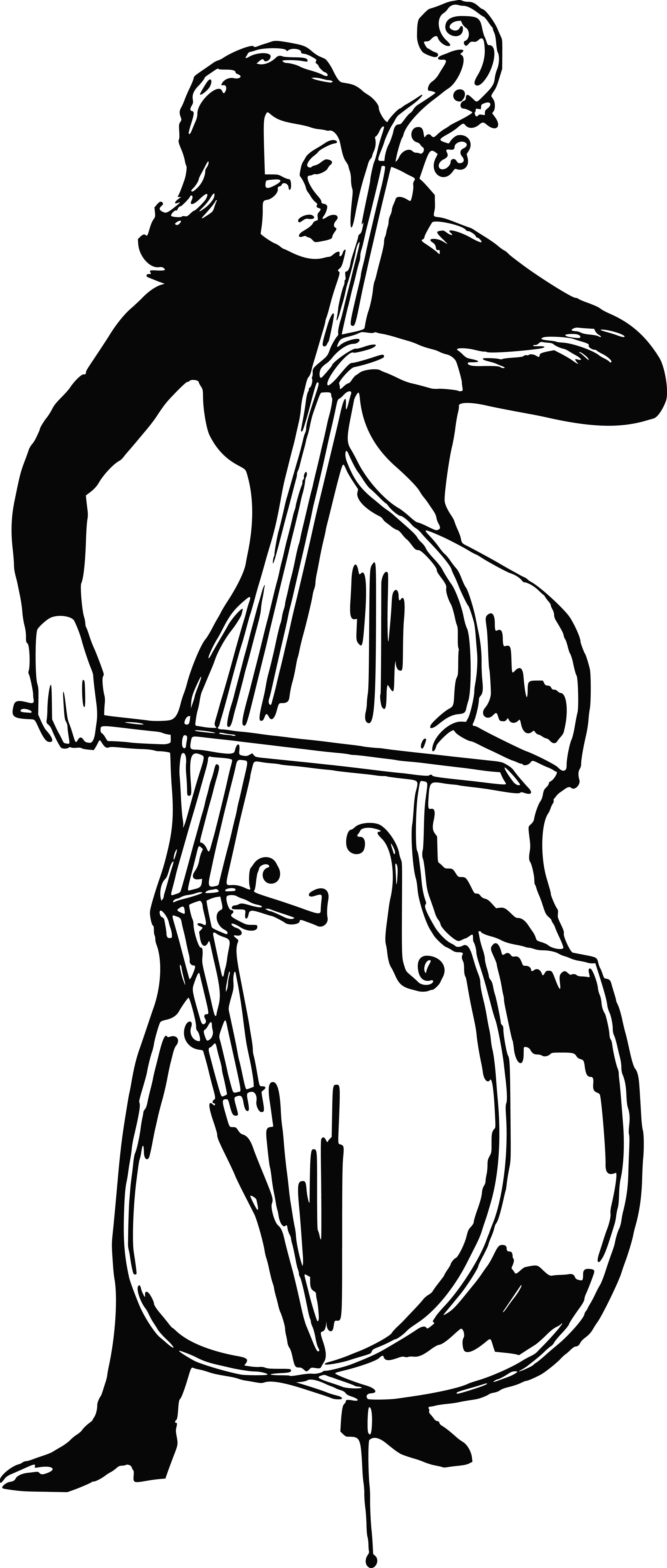 4000x9406 Clipart Of A Woman Playing A Double Bass